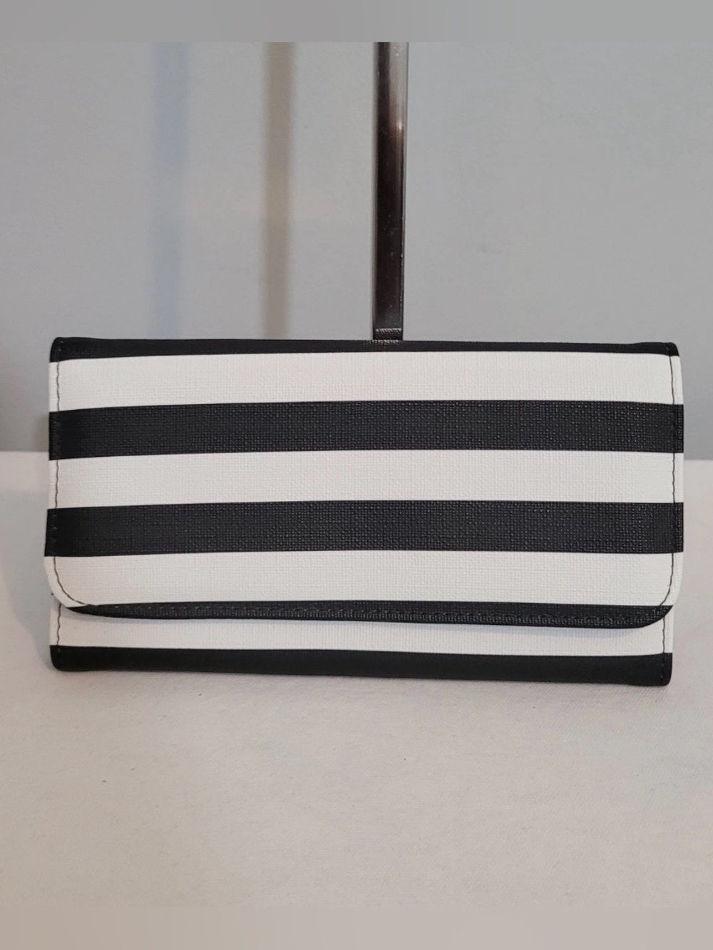 Kut From The Kloth Striped Black and White Wallet Vegan Leather Purse Organizer